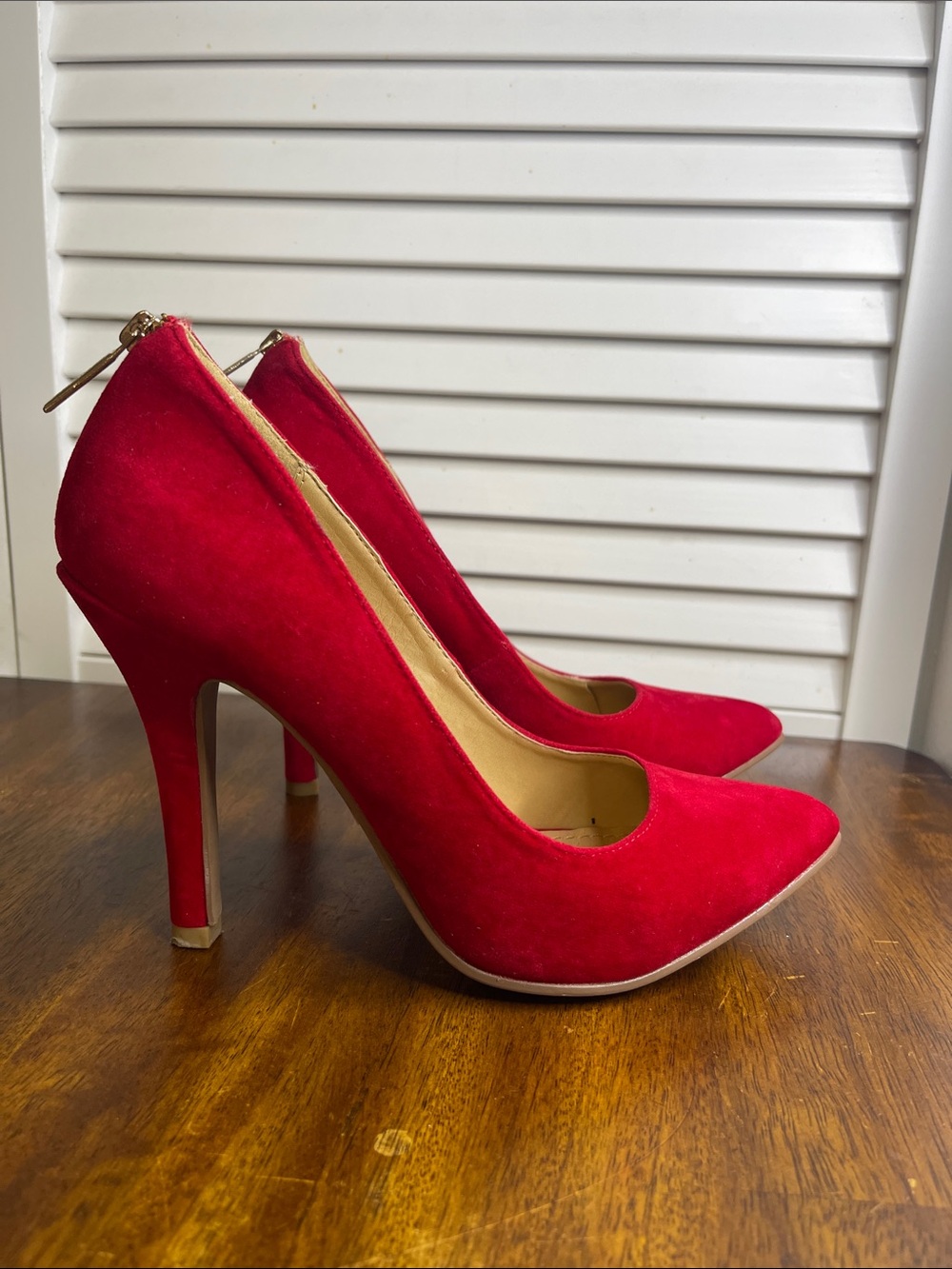 Shiekh Red Suede Pointed-Toe Stiletto Heels